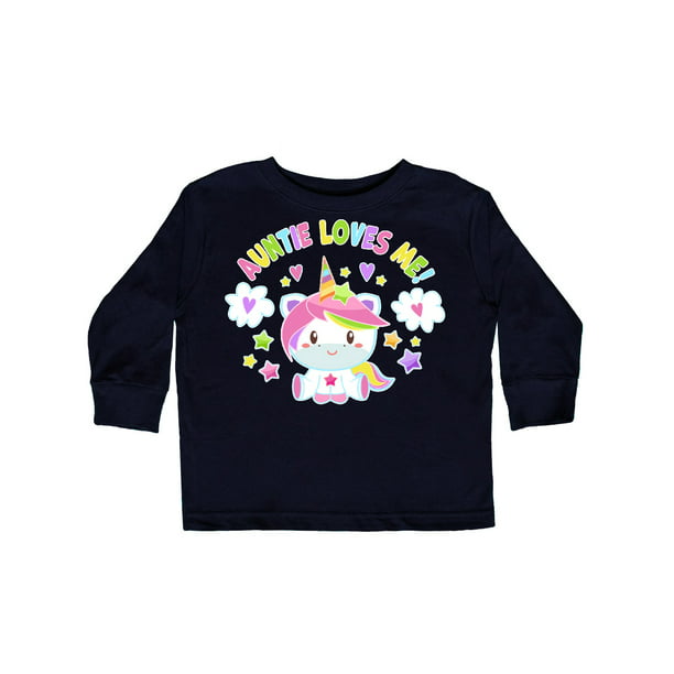 inktastic Auntie Loves Me with Cute Rainbow Unicorn Toddler T-Shirt 